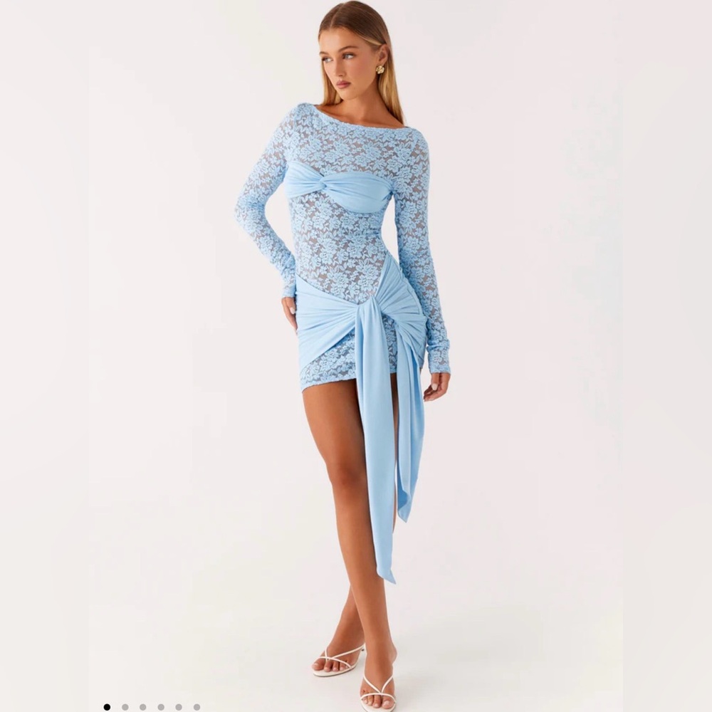 Peppermayo Light Blue Lace Midi Dress
